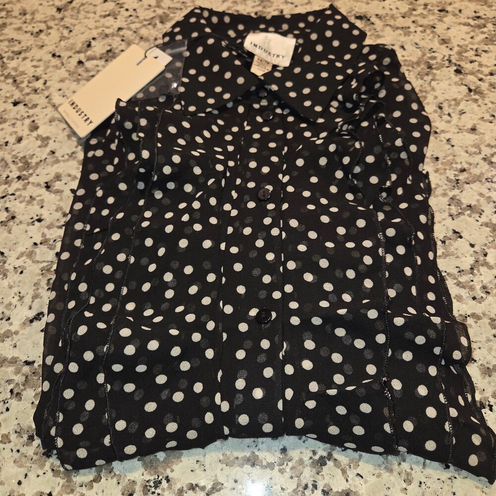 Sheer blouse two piece with a tank and a button up long sleeve blouse